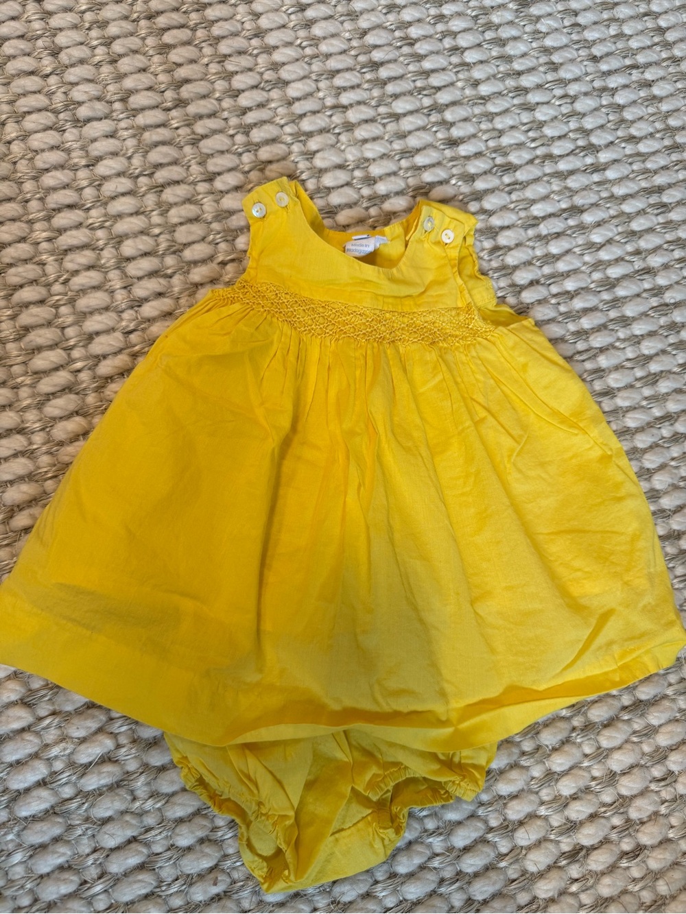 Jacadi Yellow Smocked Cotton Dress with Bloomers